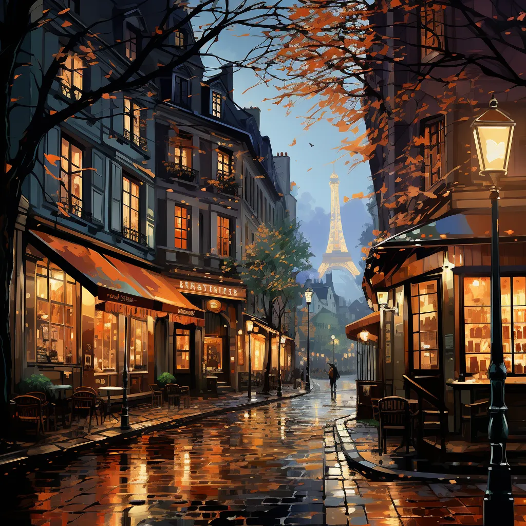 A city street at dusk