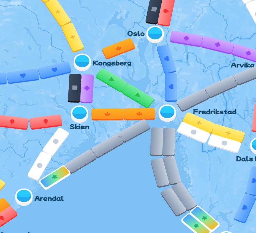 A custom Roadtrip Rivals game board